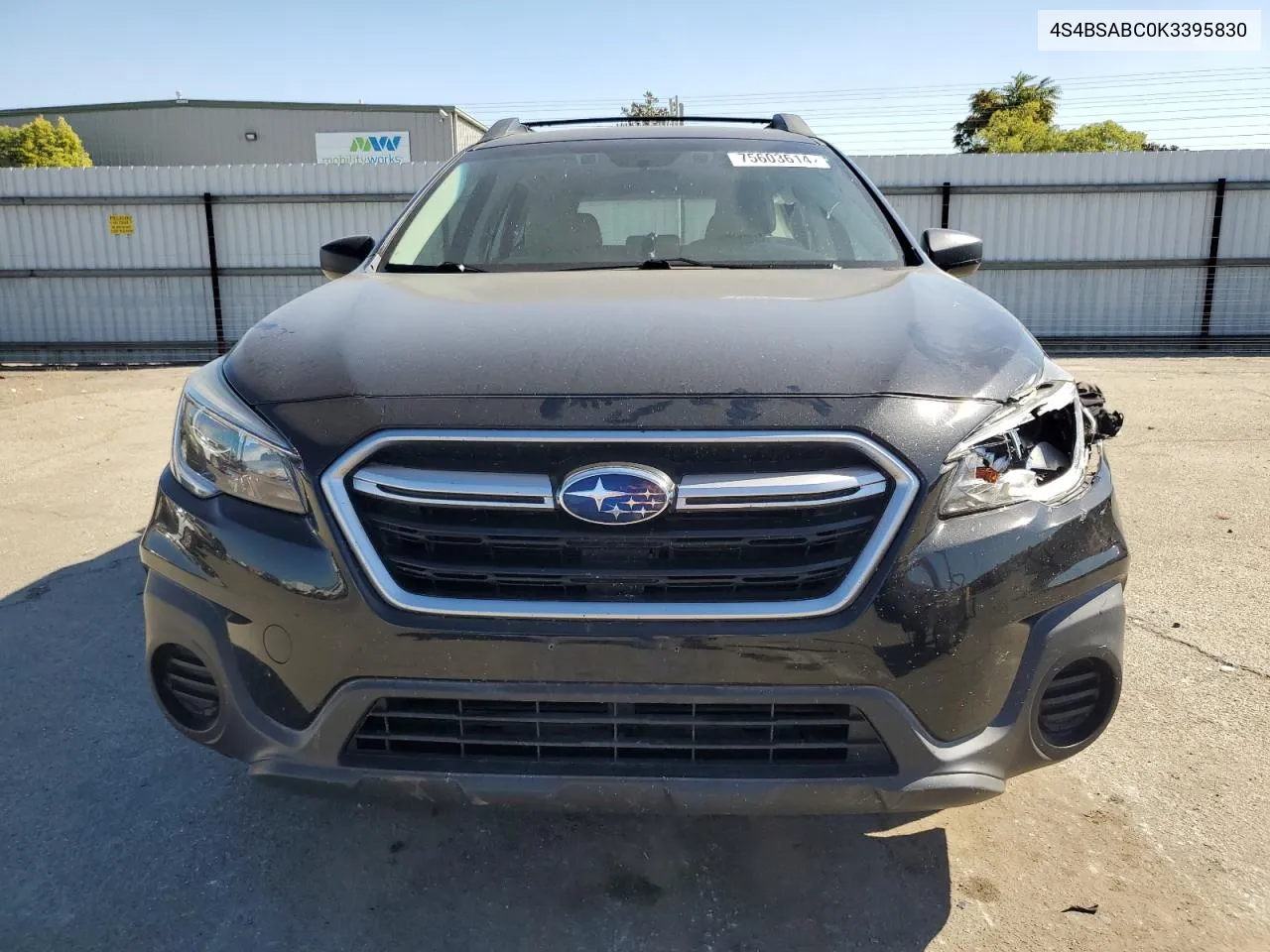 2019 Subaru Outback 2.5I VIN: 4S4BSABC0K3395830 Lot: 75603614