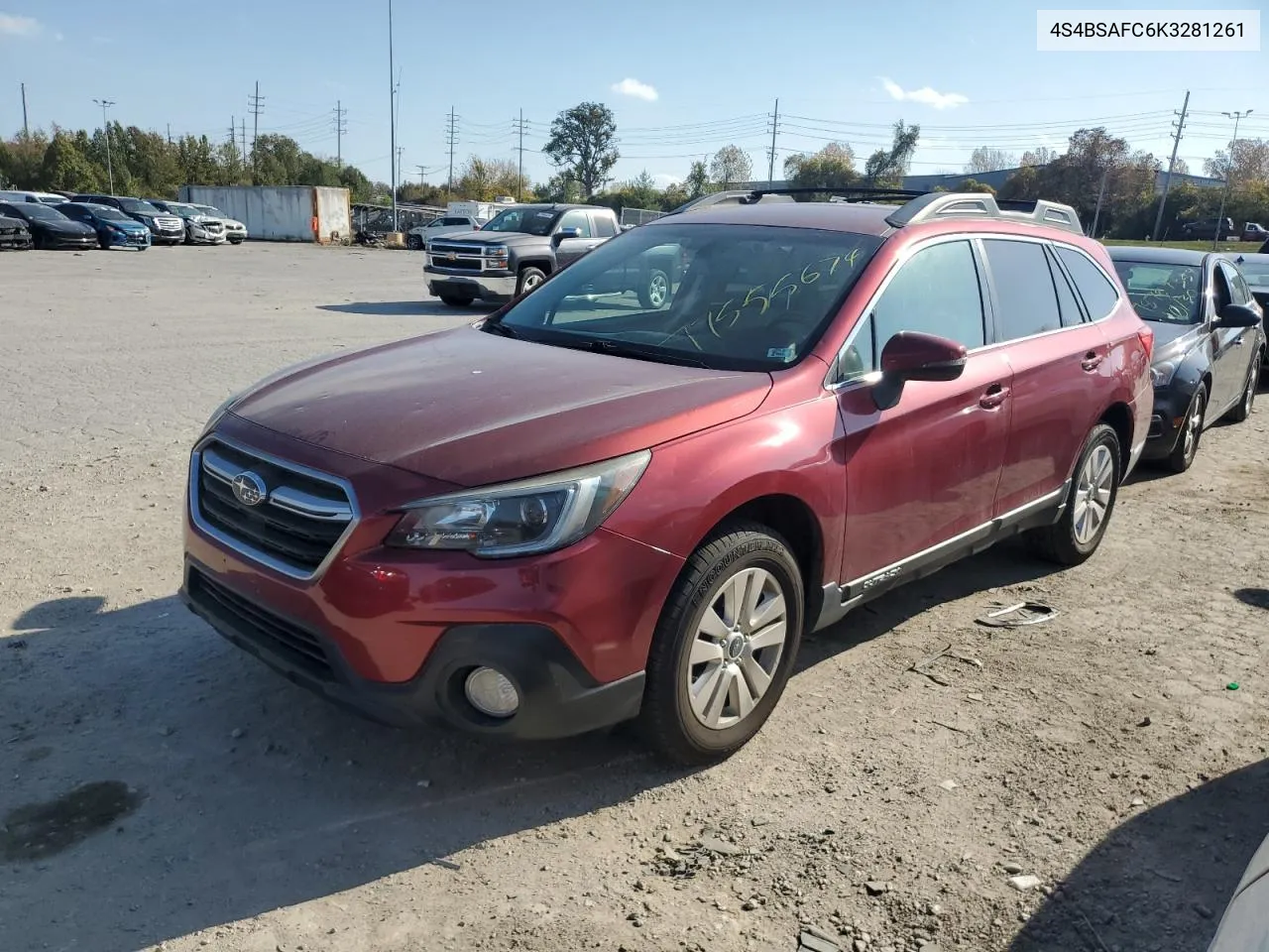 2019 Subaru Outback 2.5I Premium VIN: 4S4BSAFC6K3281261 Lot: 77555674