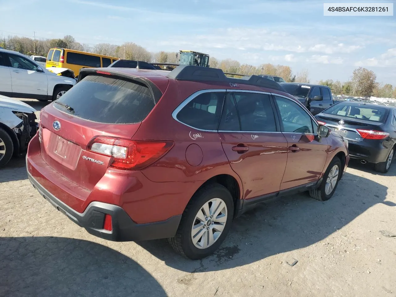 2019 Subaru Outback 2.5I Premium VIN: 4S4BSAFC6K3281261 Lot: 77555674