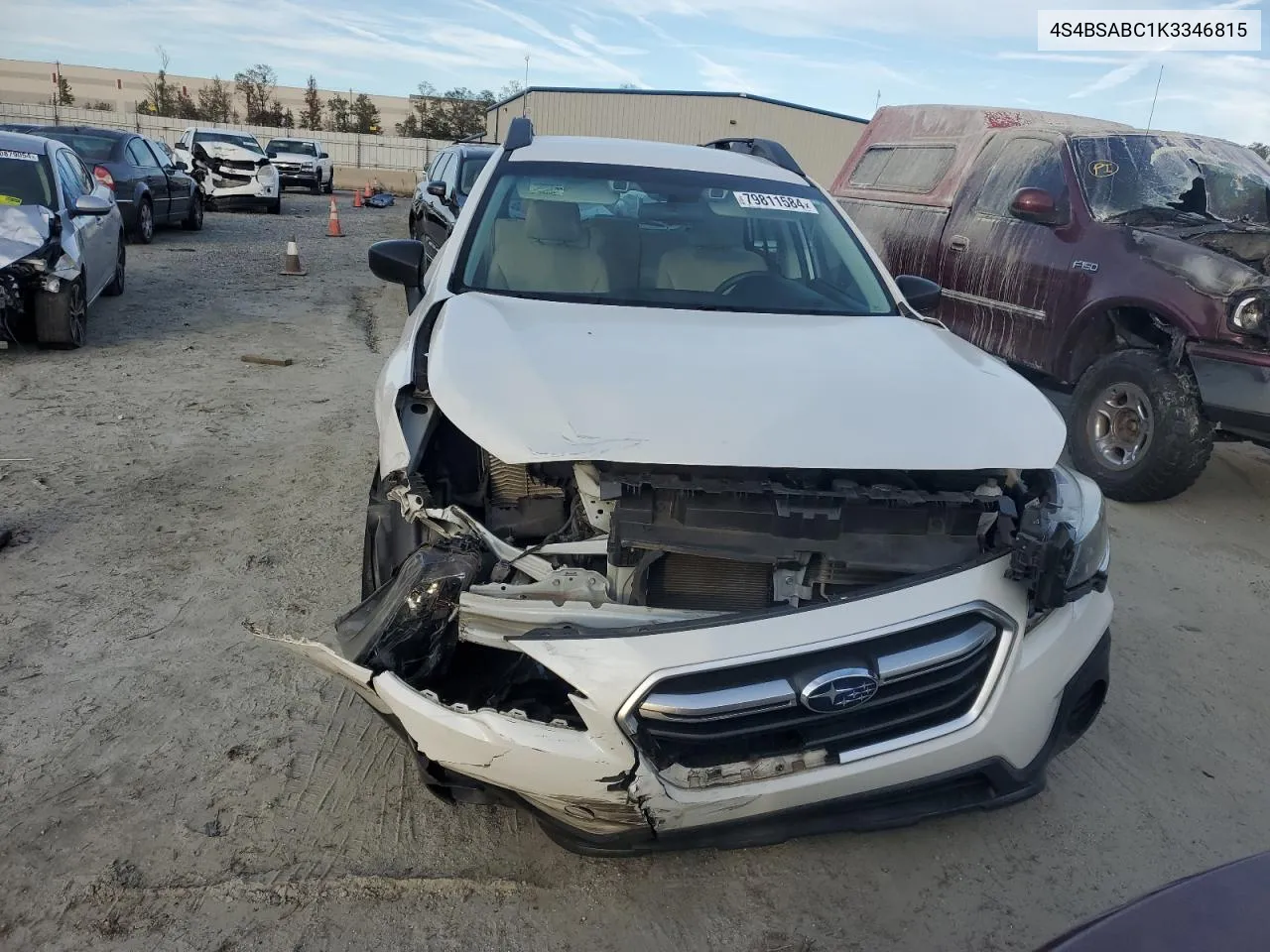 2019 Subaru Outback 2.5I VIN: 4S4BSABC1K3346815 Lot: 79811584