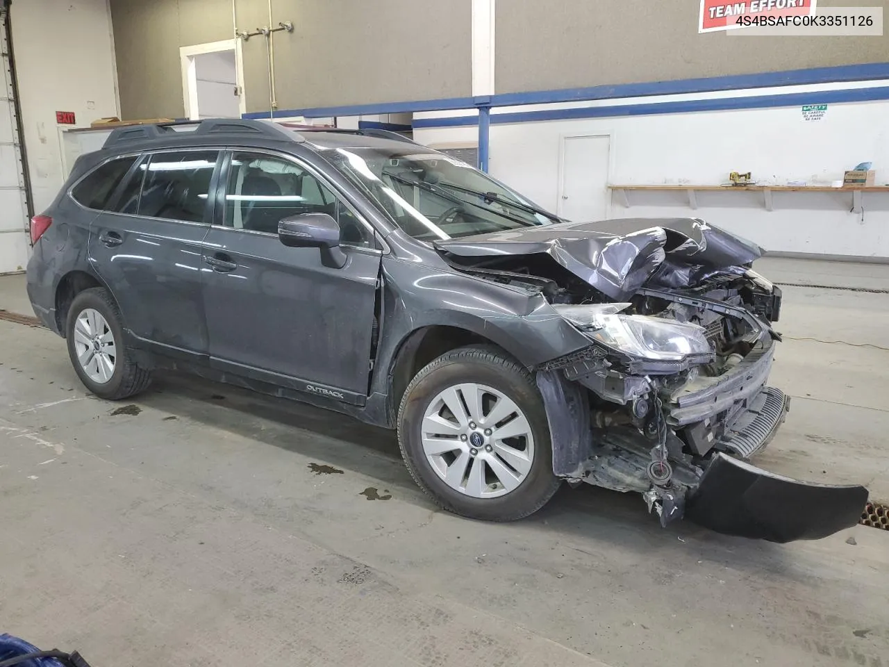 2019 Subaru Outback 2.5I Premium VIN: 4S4BSAFC0K3351126 Lot: 80553194