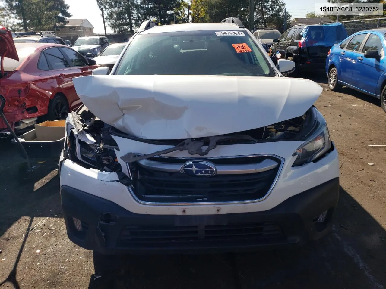 2020 Subaru Outback Premium VIN: 4S4BTACC8L3230752 Lot: 75475384