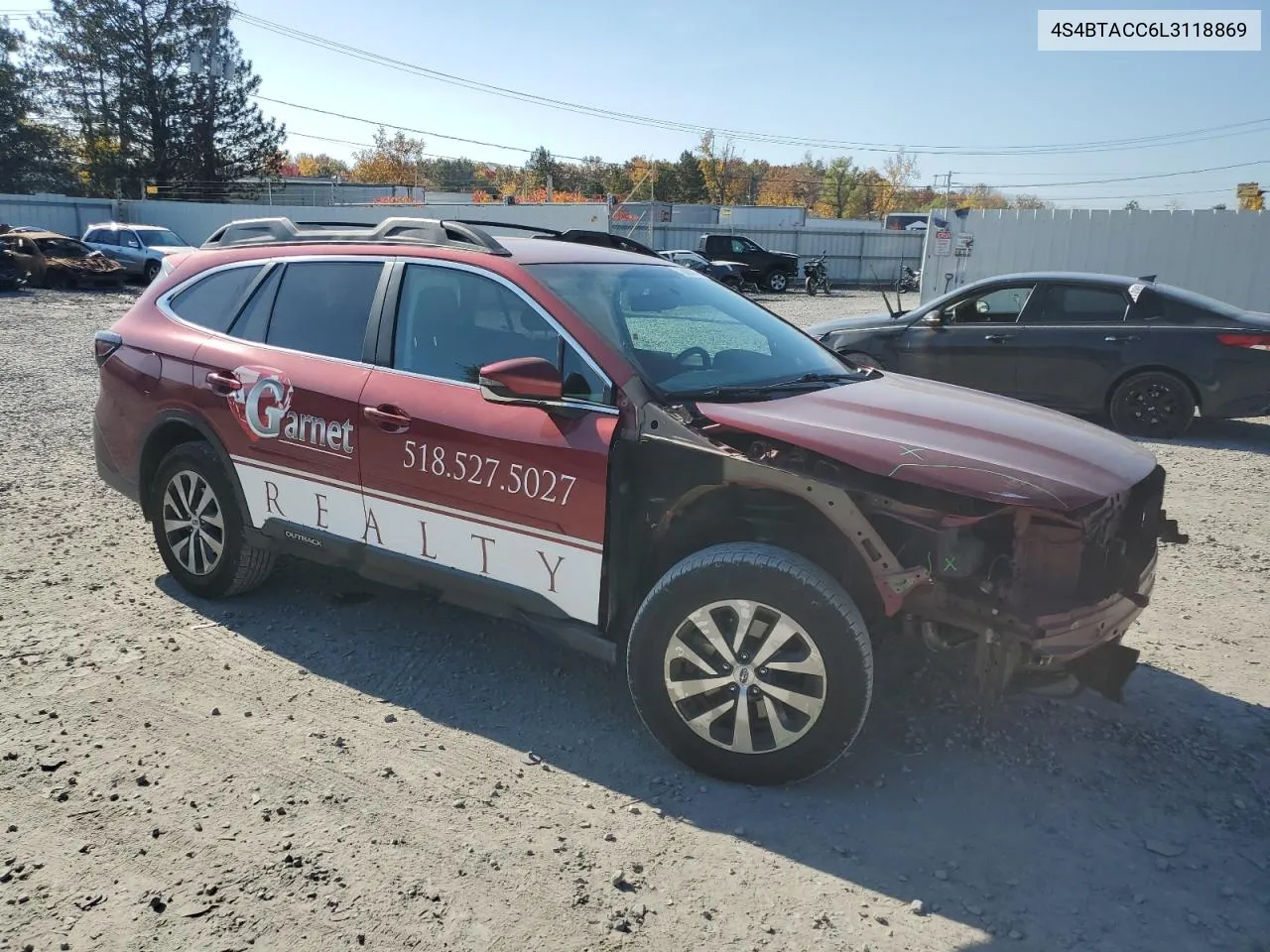 2020 Subaru Outback Premium VIN: 4S4BTACC6L3118869 Lot: 76880804