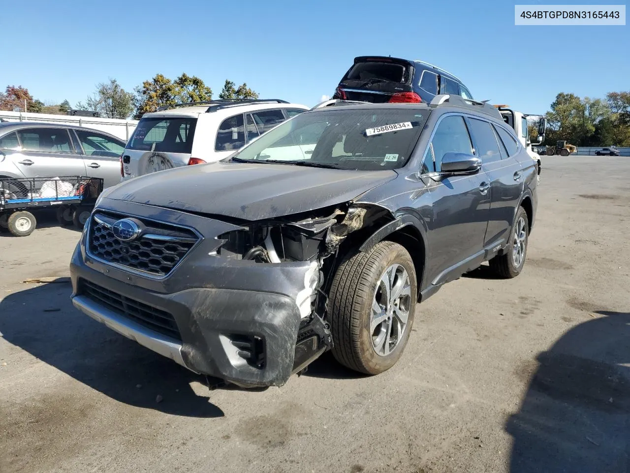 2022 Subaru Outback Touring VIN: 4S4BTGPD8N3165443 Lot: 75889834