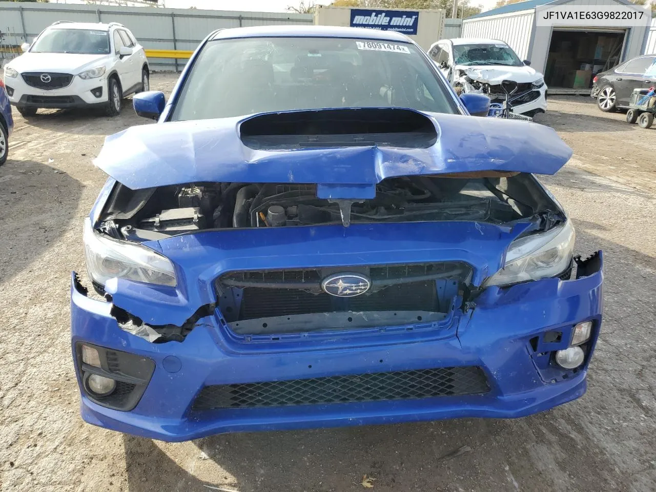 2016 Subaru Wrx Premium VIN: JF1VA1E63G9822017 Lot: 78091474