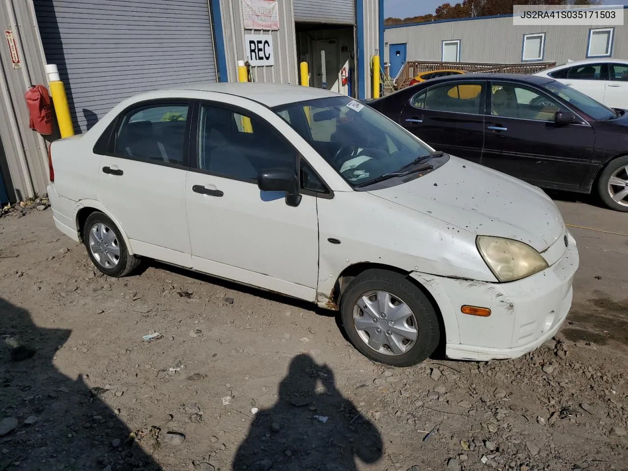 2003 Suzuki Aerio S VIN: JS2RA41S035171503 Lot: 77650444