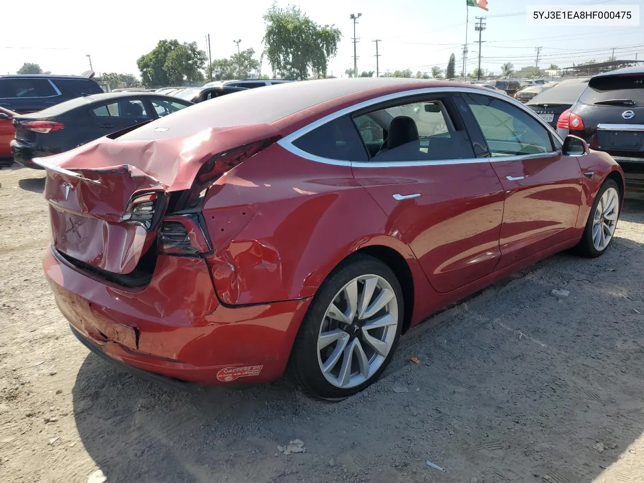 2017 Tesla Model 3 VIN: 5YJ3E1EA8HF000475 Lot: 59947384