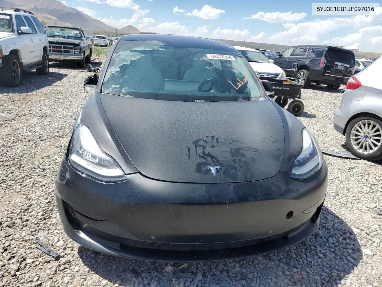 2018 Tesla Model 3 VIN: 5YJ3E1EB1JF097016 Lot: 68377964