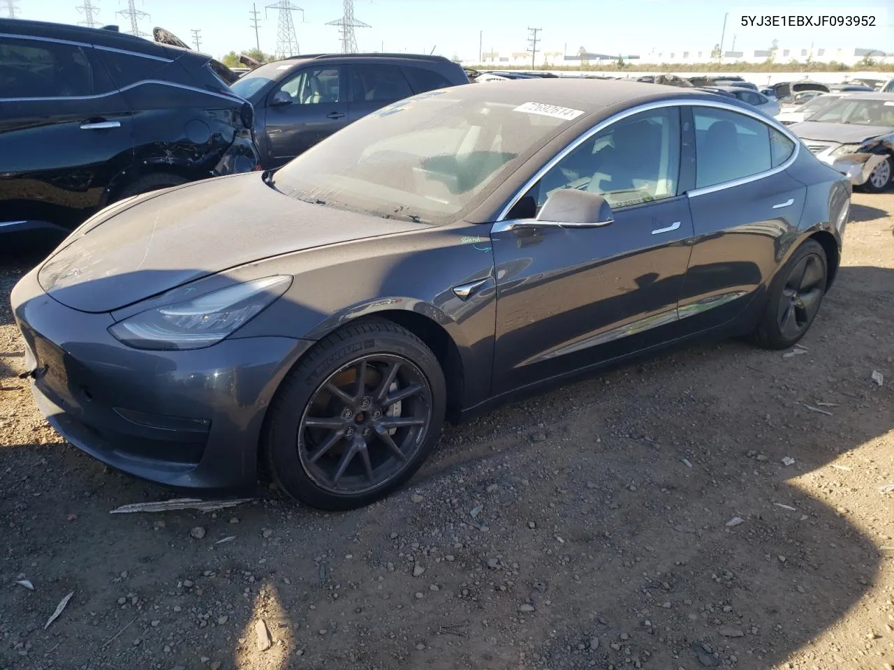 2018 Tesla Model 3 VIN: 5YJ3E1EBXJF093952 Lot: 72692614