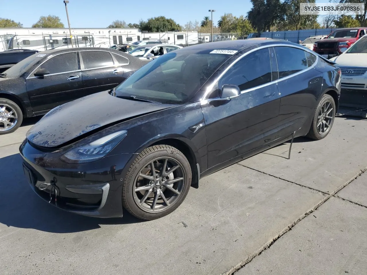 2018 Tesla Model 3 VIN: 5YJ3E1EB3JF070836 Lot: 72751744