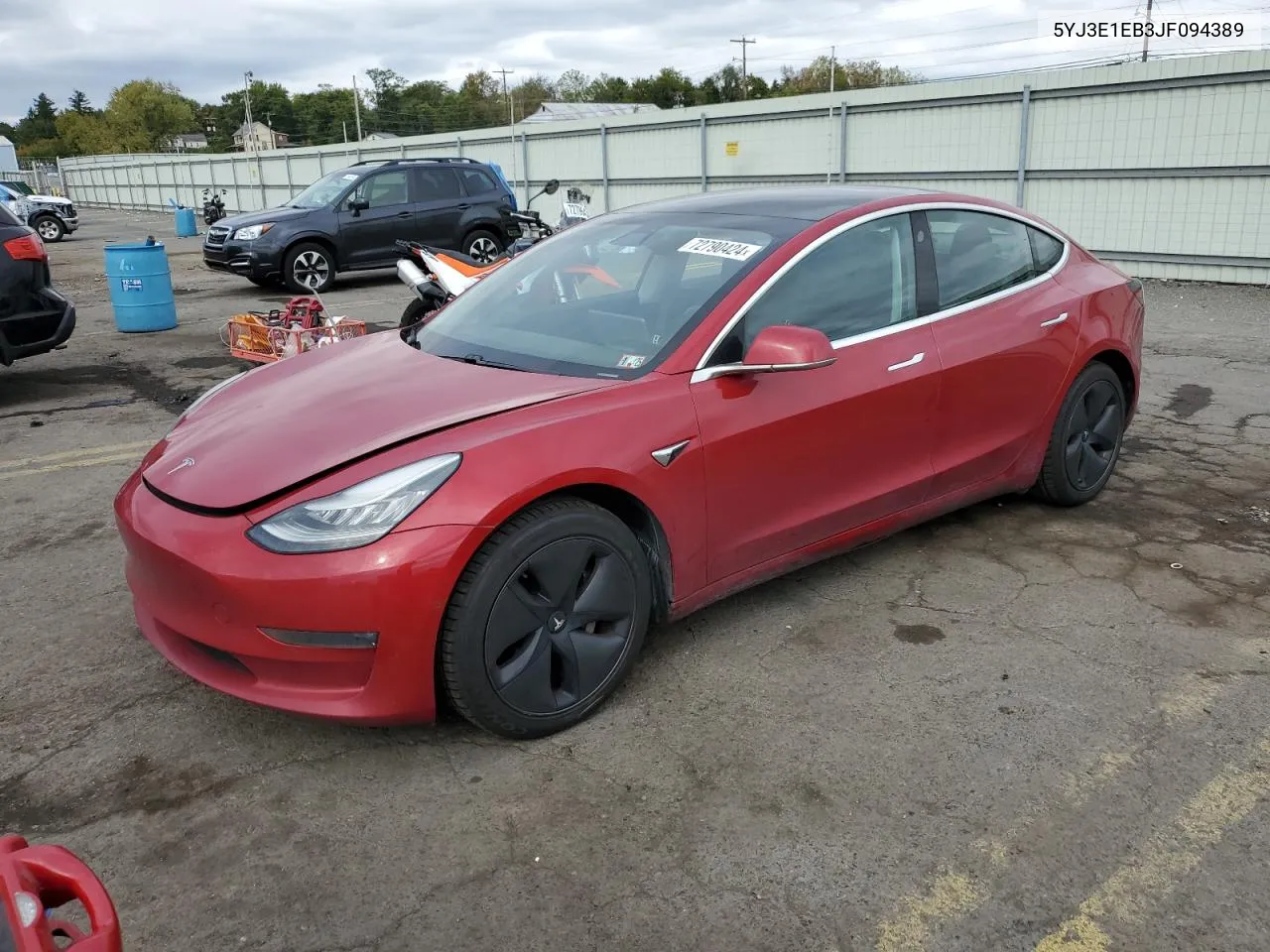 2018 Tesla Model 3 VIN: 5YJ3E1EB3JF094389 Lot: 72790424