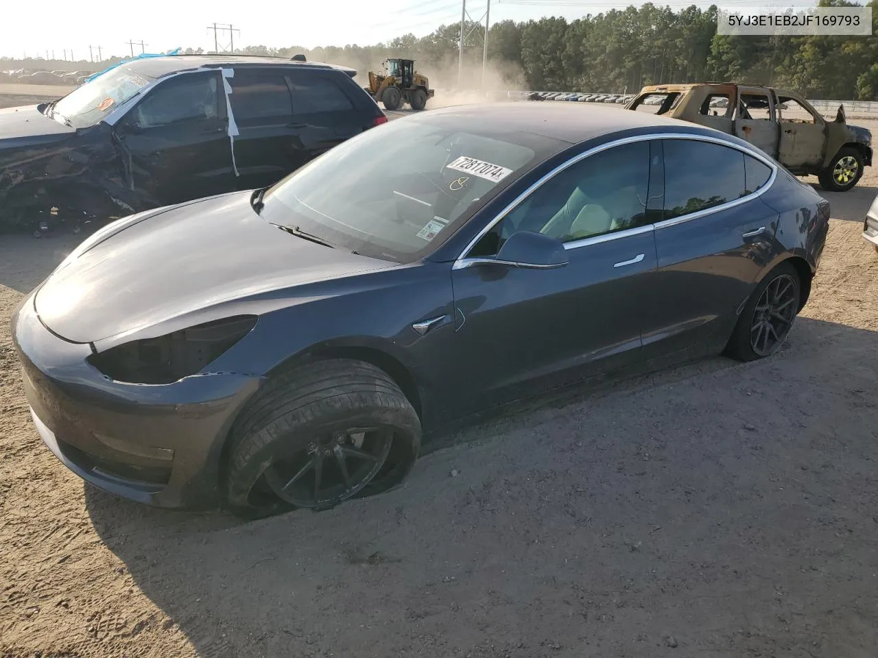 2018 Tesla Model 3 VIN: 5YJ3E1EB2JF169793 Lot: 72817074