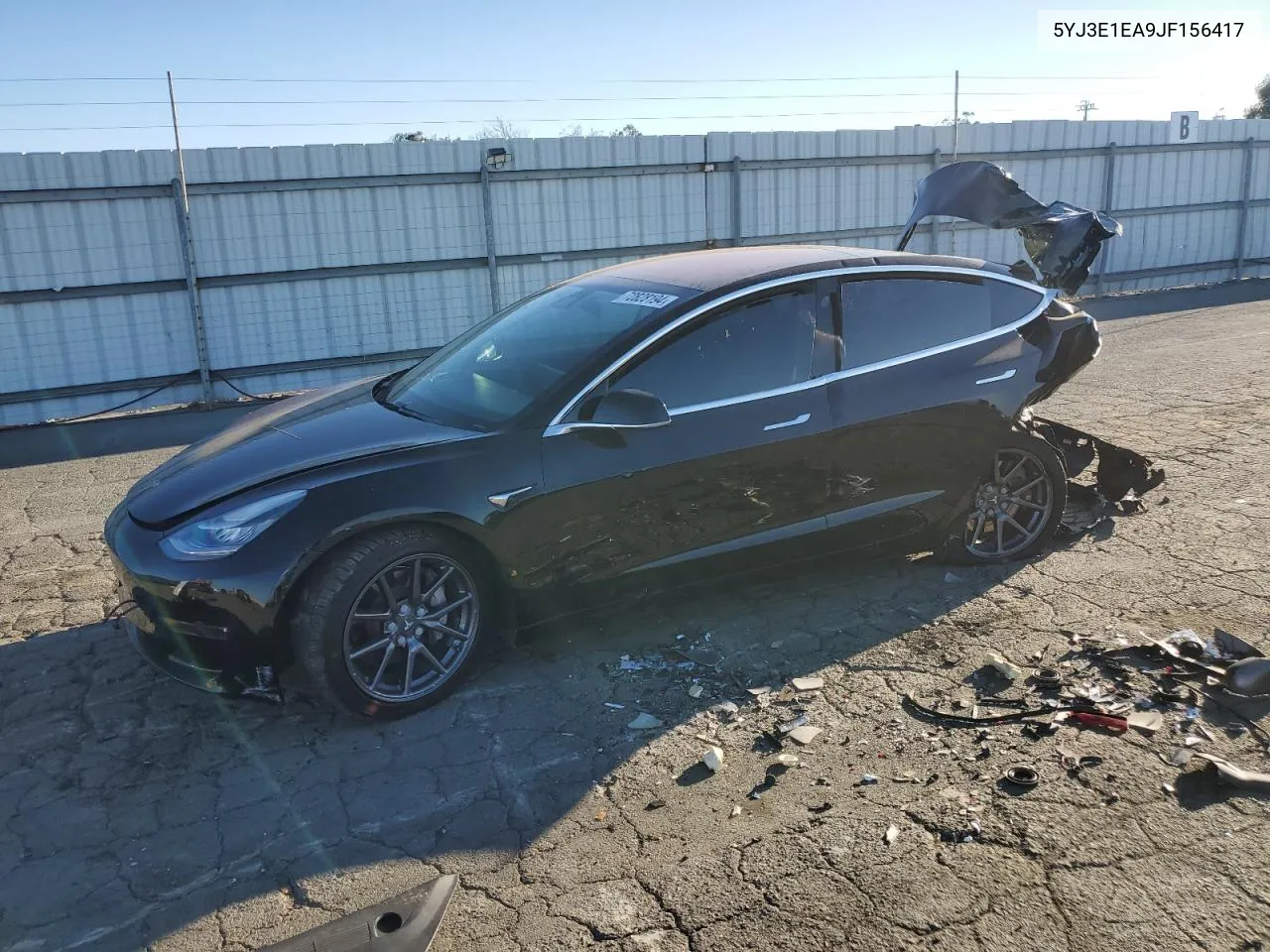 2018 Tesla Model 3 VIN: 5YJ3E1EA9JF156417 Lot: 72828194