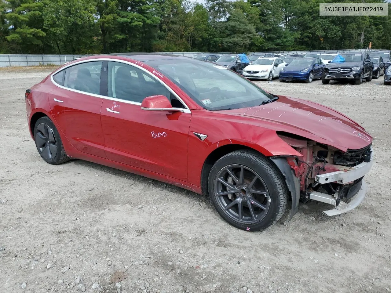 2018 Tesla Model 3 VIN: 5YJ3E1EA1JF022419 Lot: 73001604