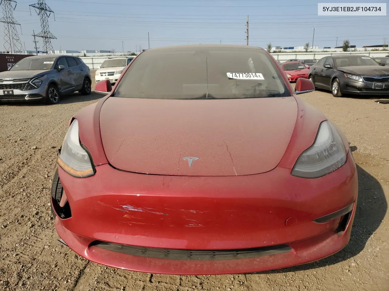 2018 Tesla Model 3 VIN: 5YJ3E1EB2JF104734 Lot: 74773014