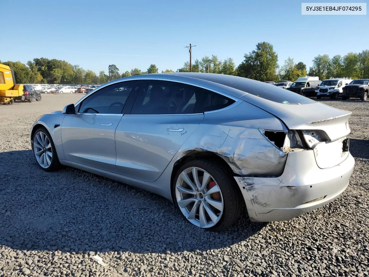 2018 Tesla Model 3 VIN: 5YJ3E1EB4JF074295 Lot: 74775384