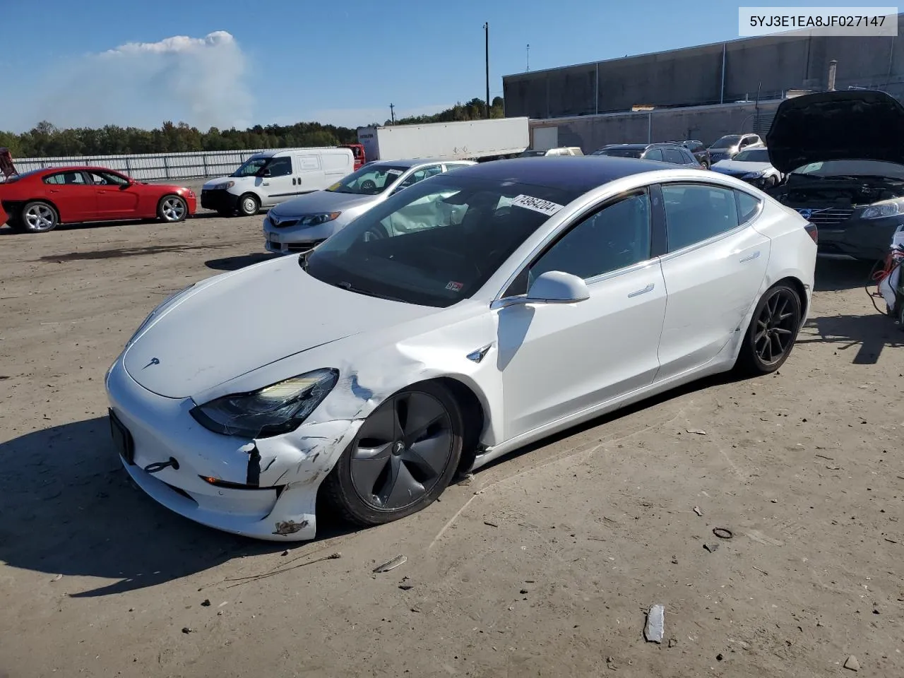 2018 Tesla Model 3 VIN: 5YJ3E1EA8JF027147 Lot: 74964204