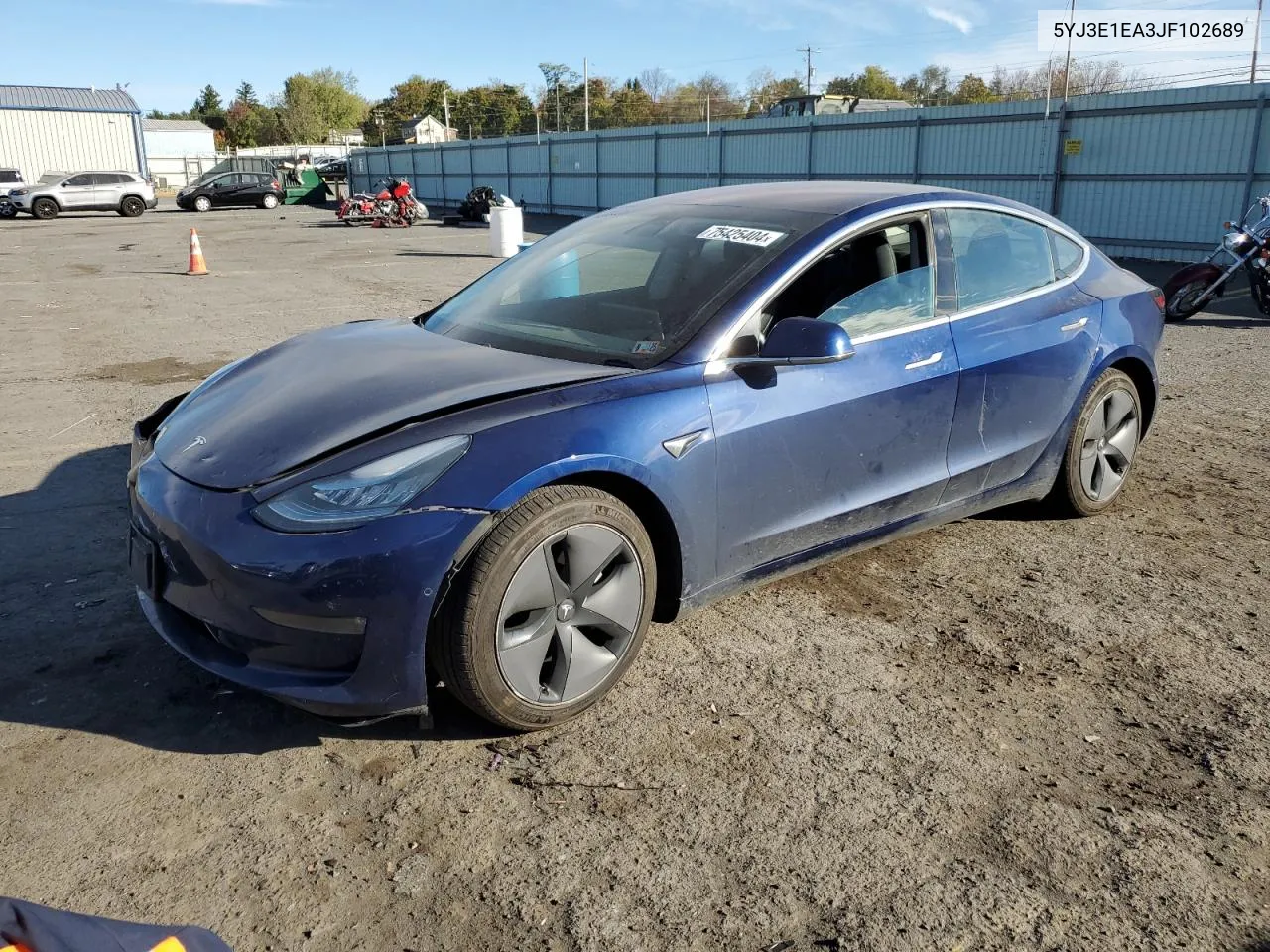 2018 Tesla Model 3 VIN: 5YJ3E1EA3JF102689 Lot: 75425404