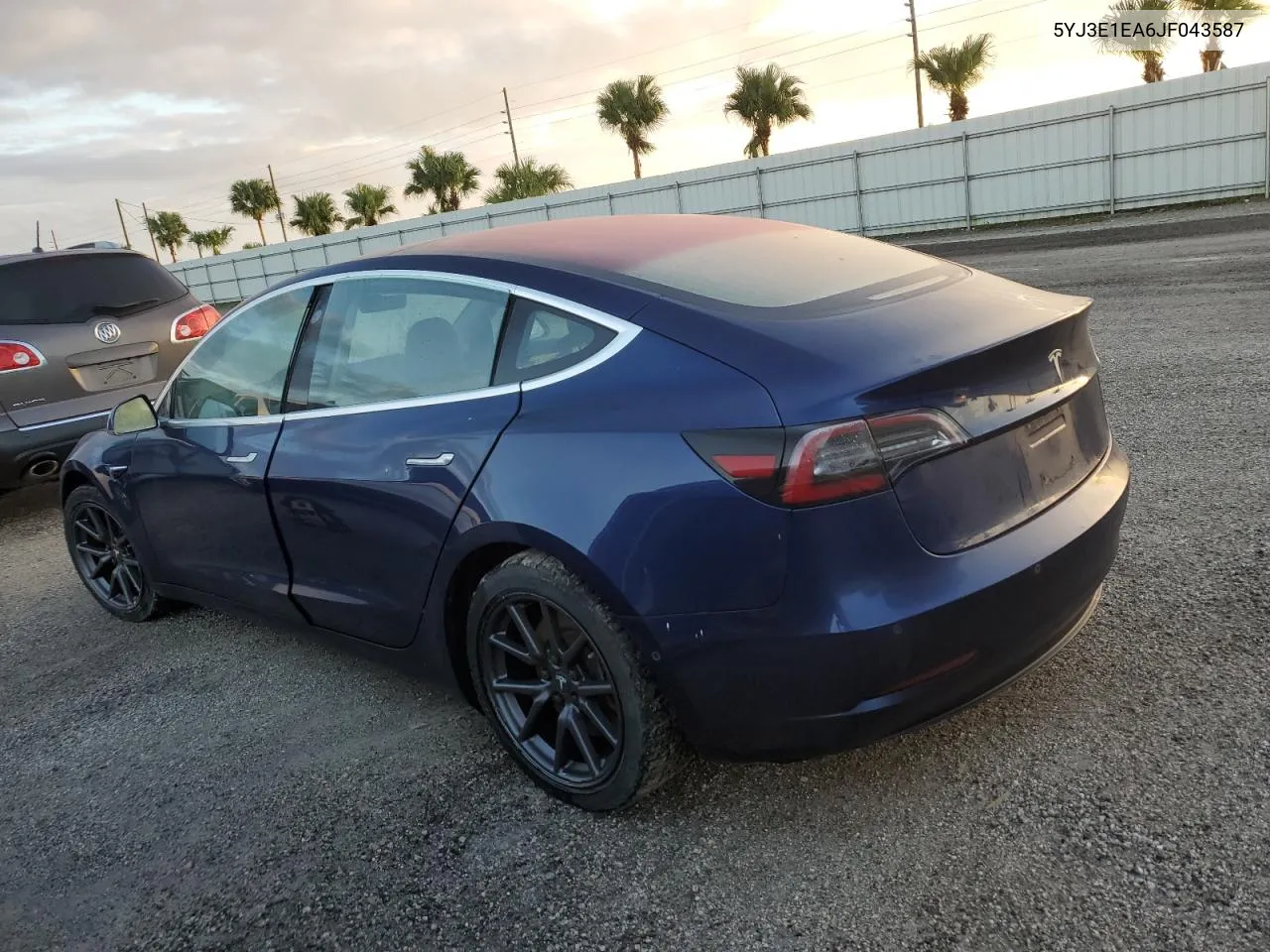 2018 Tesla Model 3 VIN: 5YJ3E1EA6JF043587 Lot: 75890404