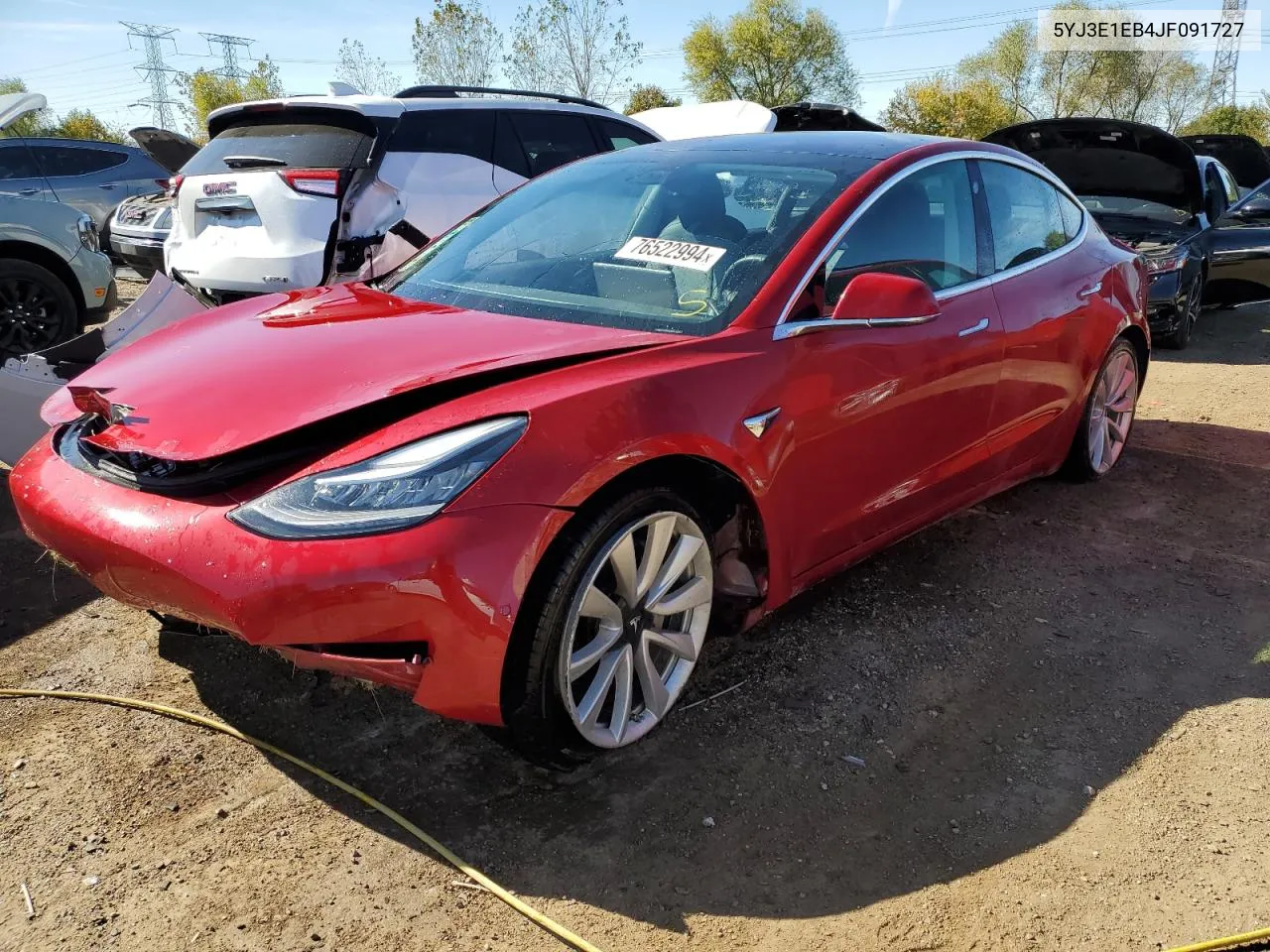 2018 Tesla Model 3 VIN: 5YJ3E1EB4JF091727 Lot: 76522994