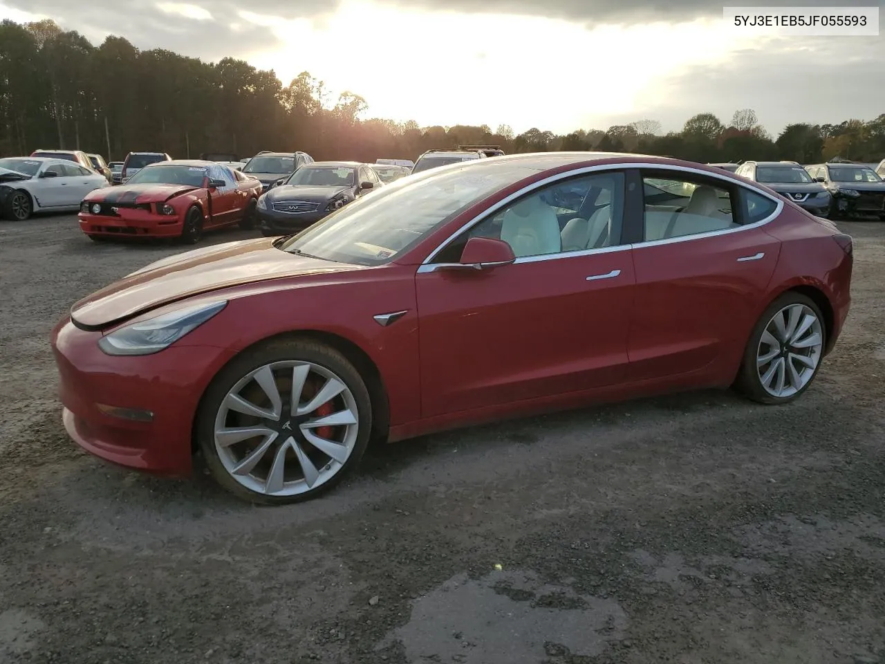 2018 Tesla Model 3 VIN: 5YJ3E1EB5JF055593 Lot: 76745674