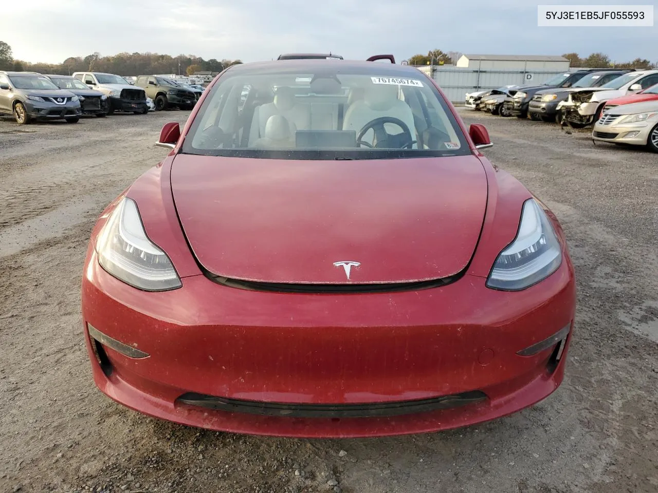 2018 Tesla Model 3 VIN: 5YJ3E1EB5JF055593 Lot: 76745674