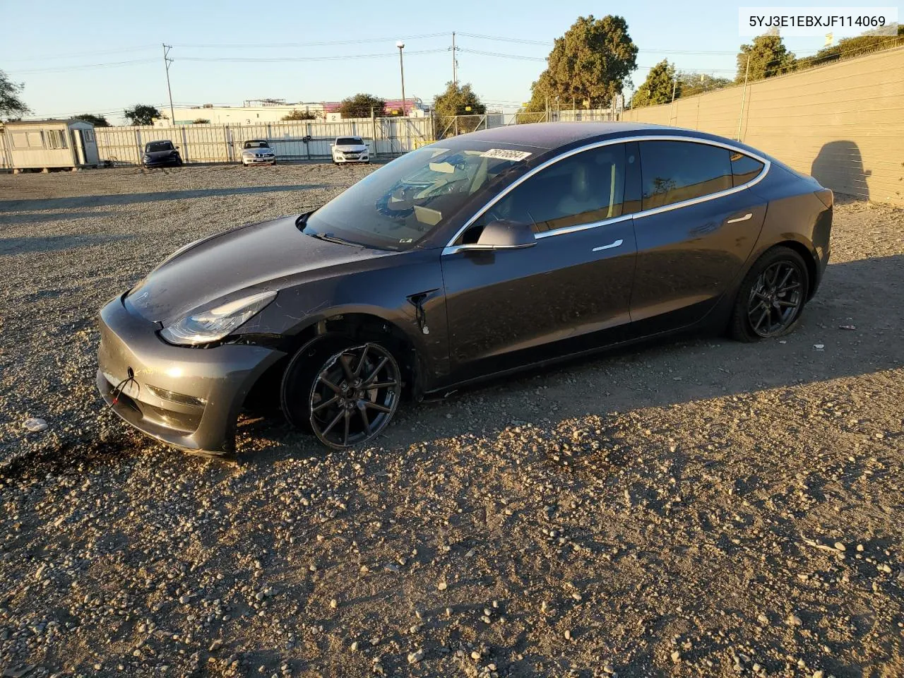 2018 Tesla Model 3 VIN: 5YJ3E1EBXJF114069 Lot: 78516664