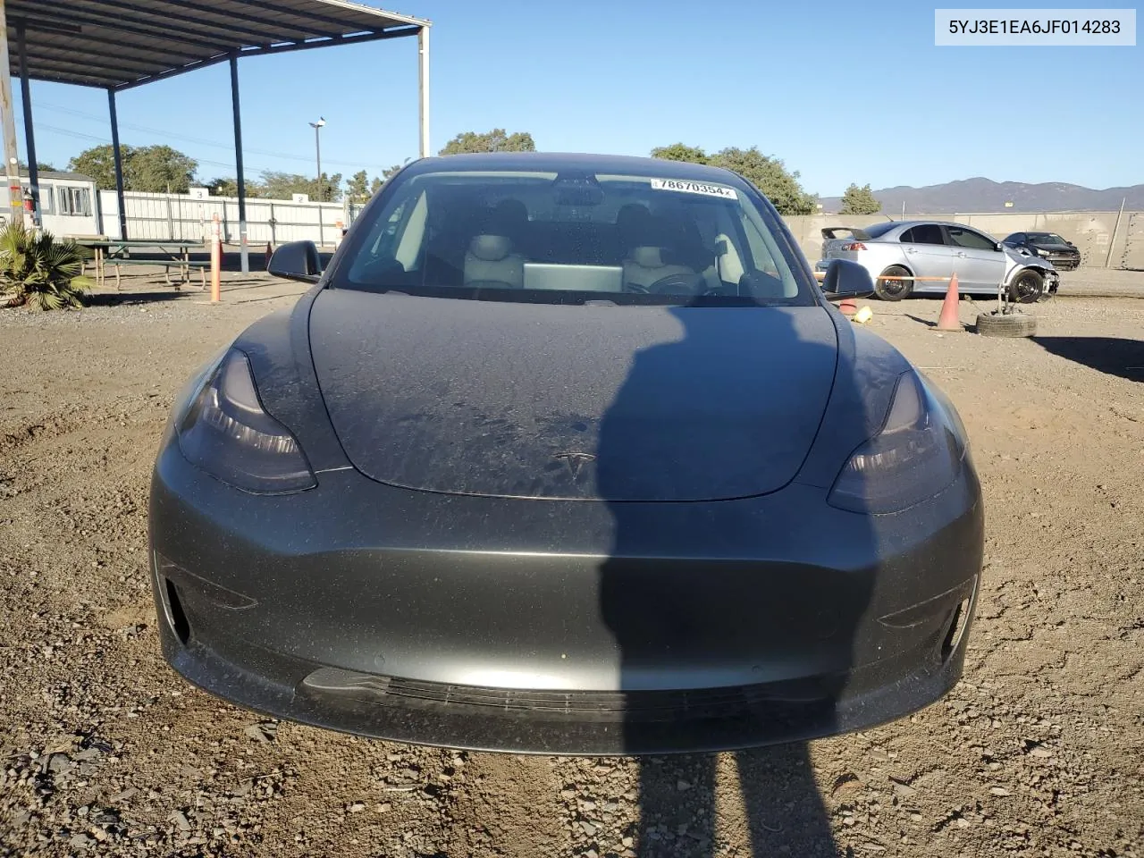 2018 Tesla Model 3 VIN: 5YJ3E1EA6JF014283 Lot: 78670354