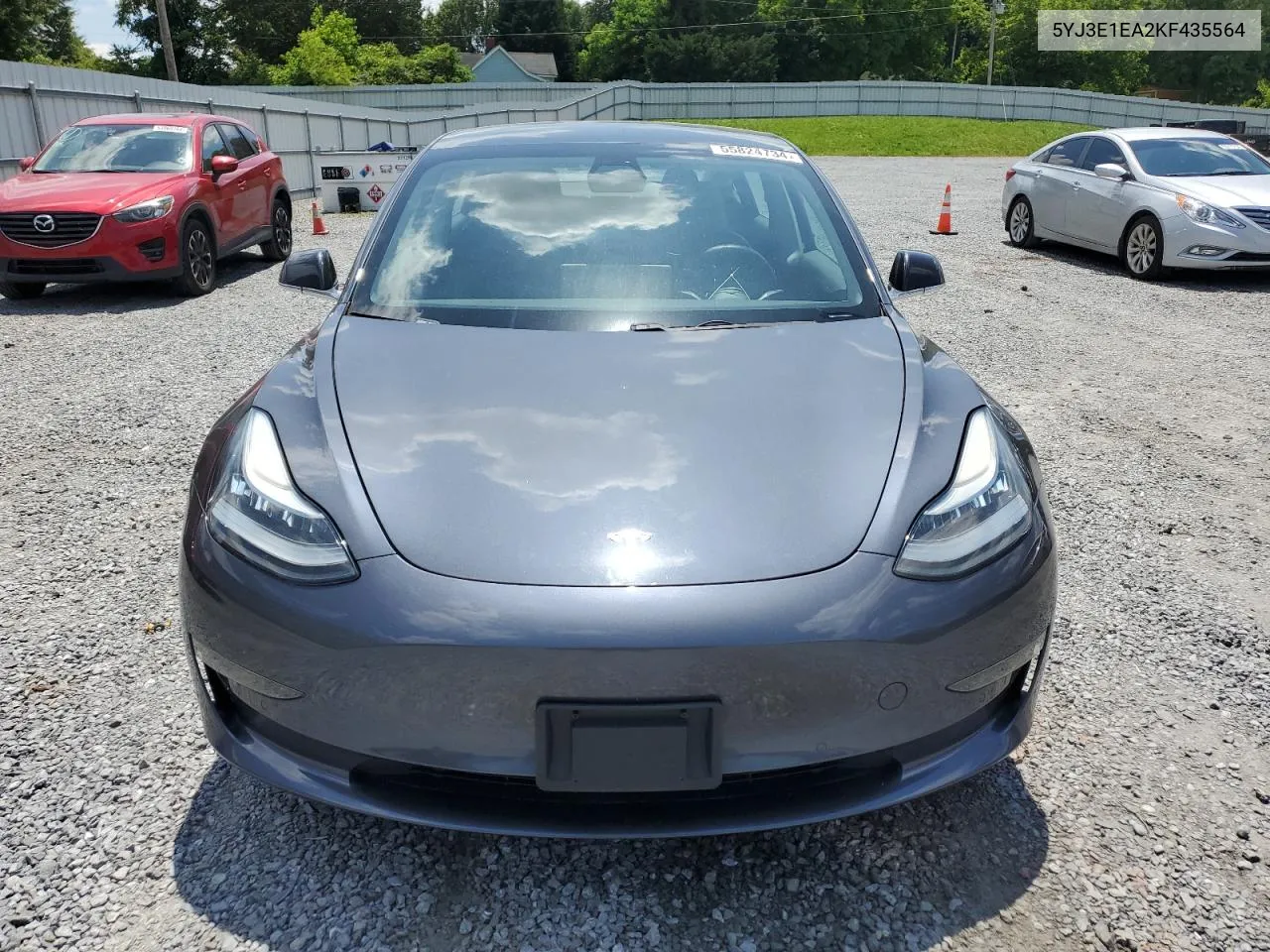 2019 Tesla Model 3 VIN: 5YJ3E1EA2KF435564 Lot: 55824734