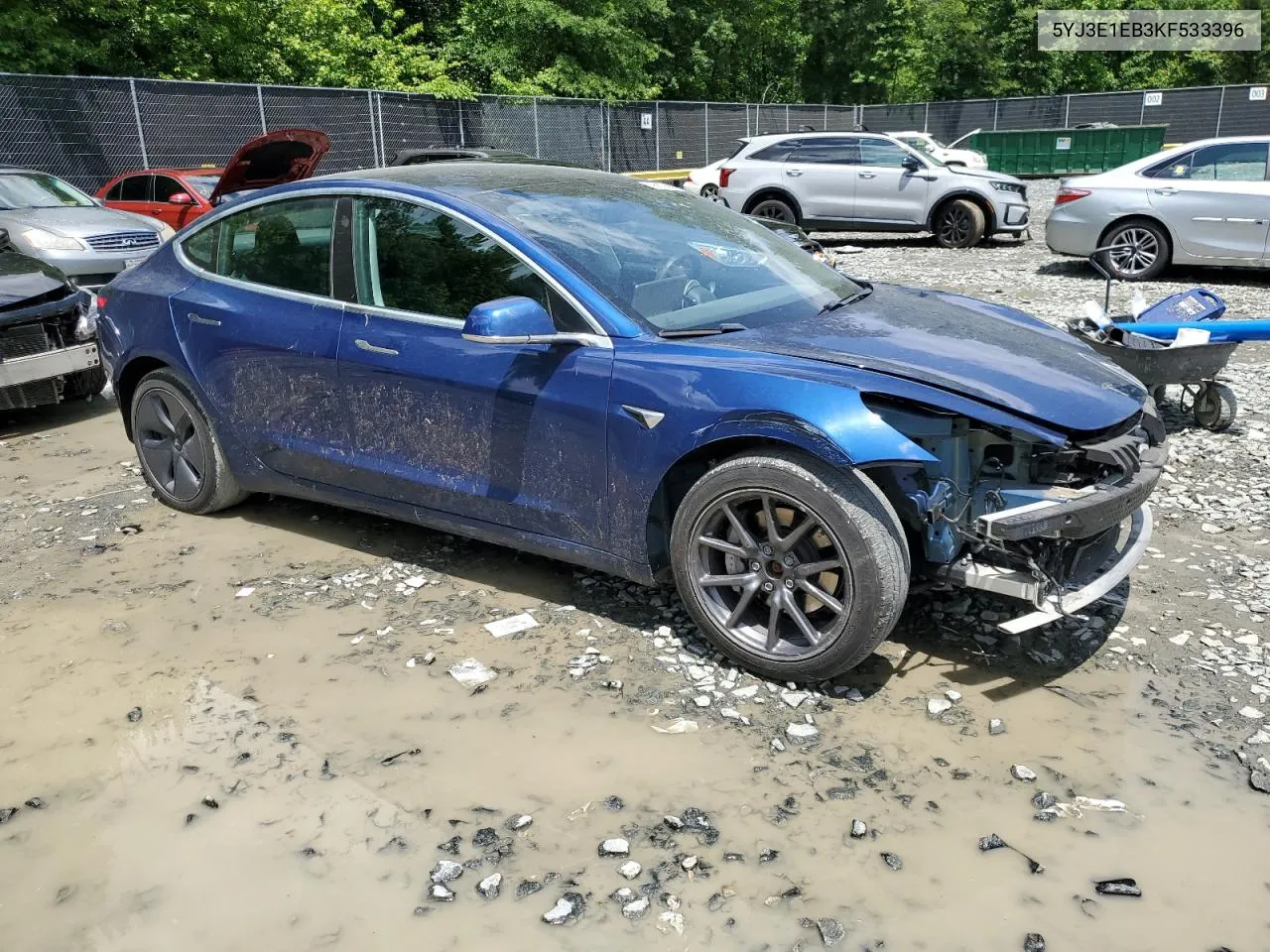 2019 Tesla Model 3 VIN: 5YJ3E1EB3KF533396 Lot: 56667984