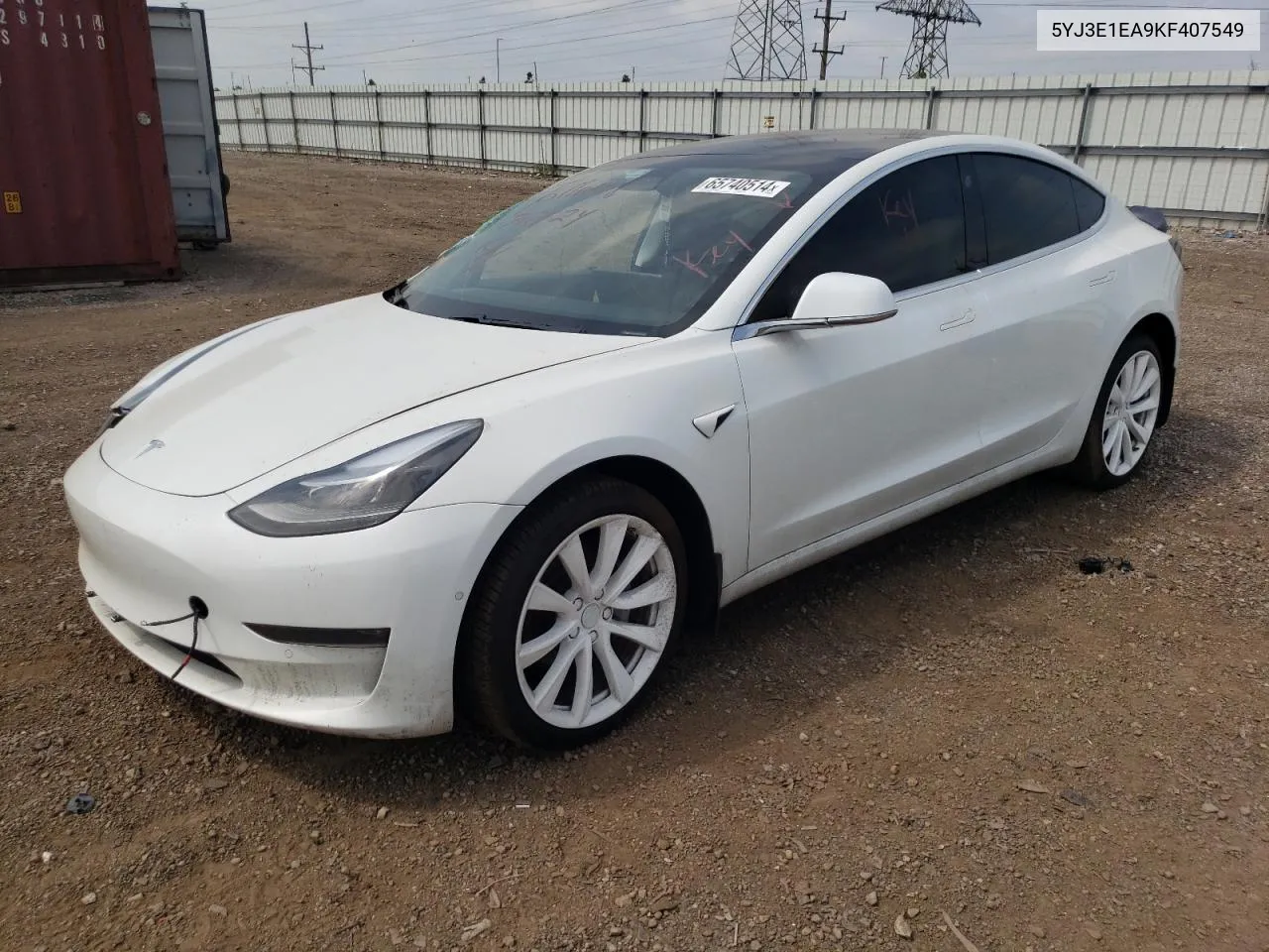 2019 Tesla Model 3 VIN: 5YJ3E1EA9KF407549 Lot: 65740514