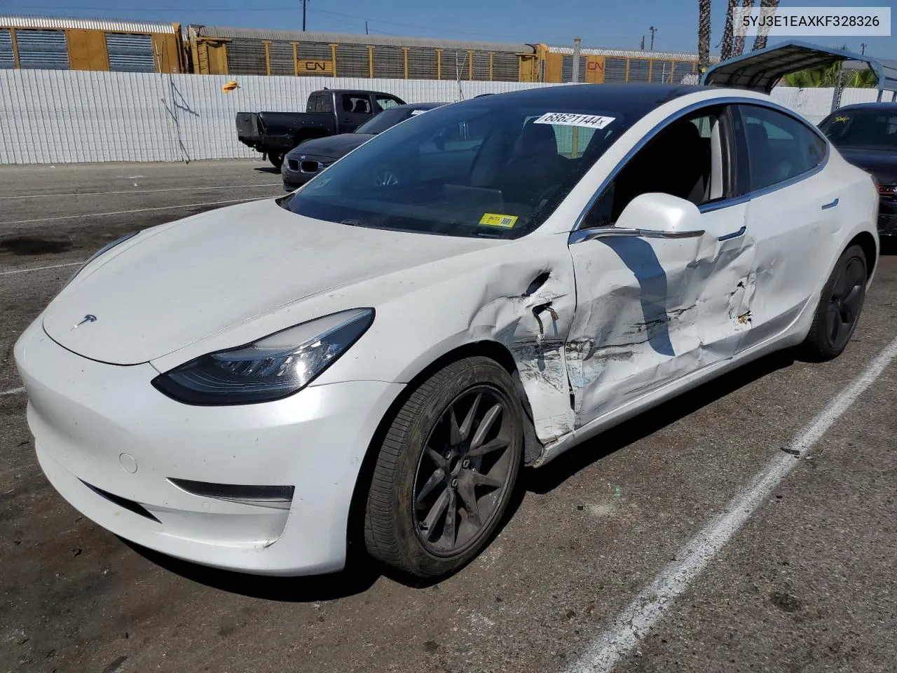 2019 Tesla Model 3 VIN: 5YJ3E1EAXKF328326 Lot: 68621144