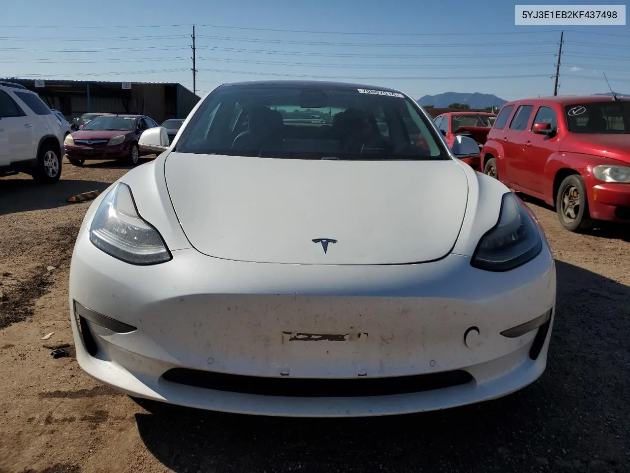 2019 Tesla Model 3 VIN: 5YJ3E1EB2KF437498 Lot: 70807514