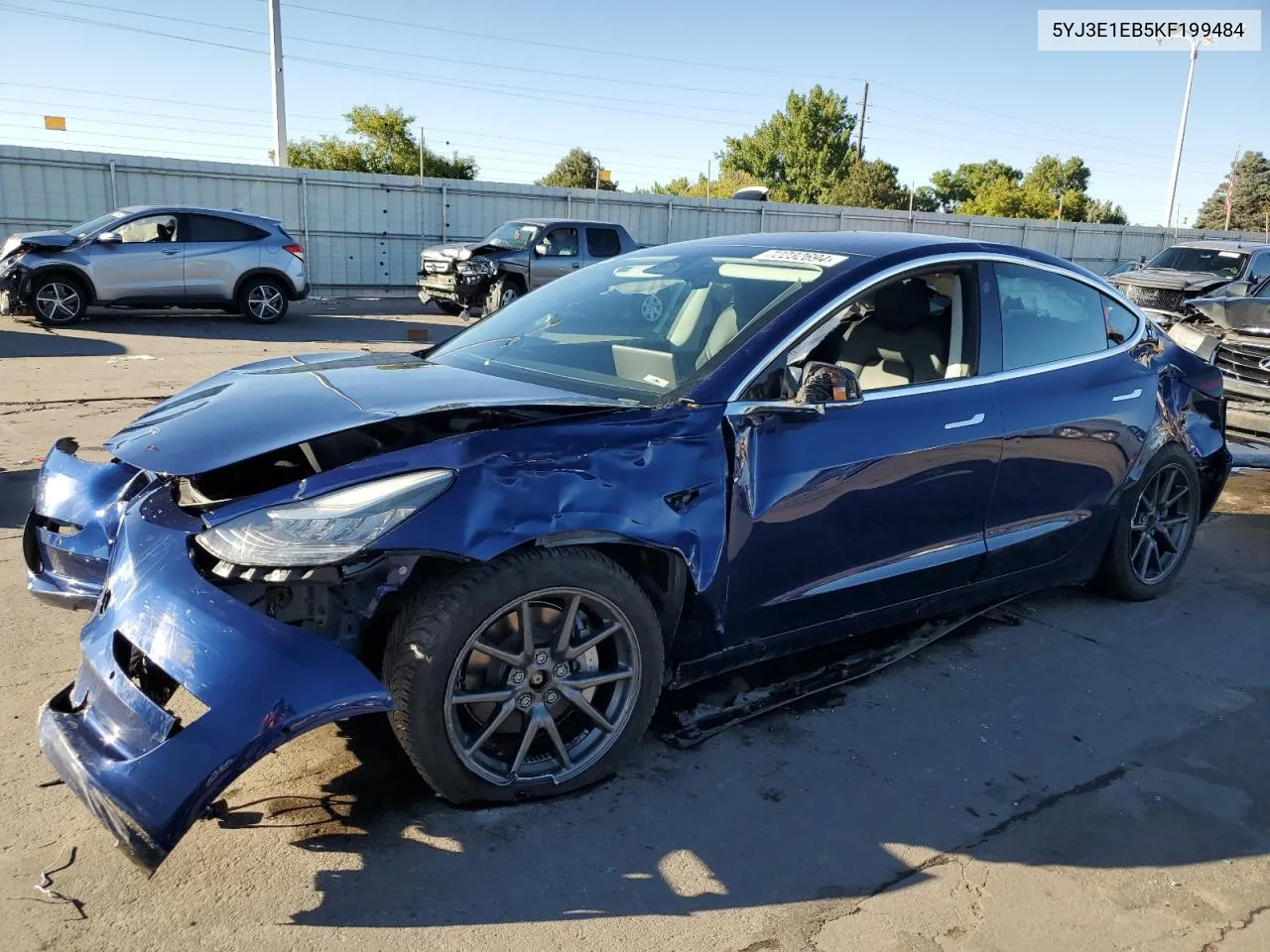 2019 Tesla Model 3 VIN: 5YJ3E1EB5KF199484 Lot: 72232694