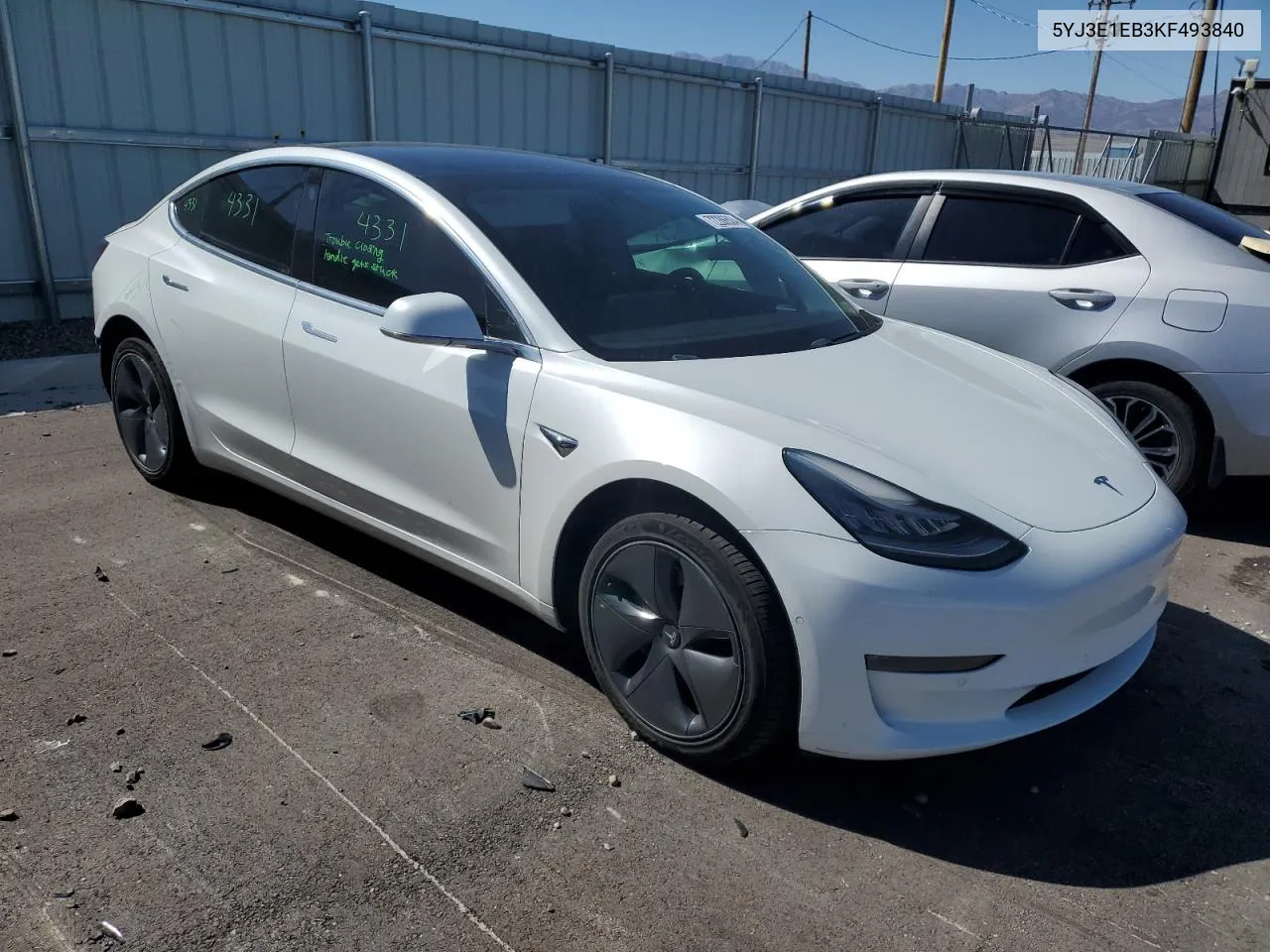 2019 Tesla Model 3 VIN: 5YJ3E1EB3KF493840 Lot: 72286504