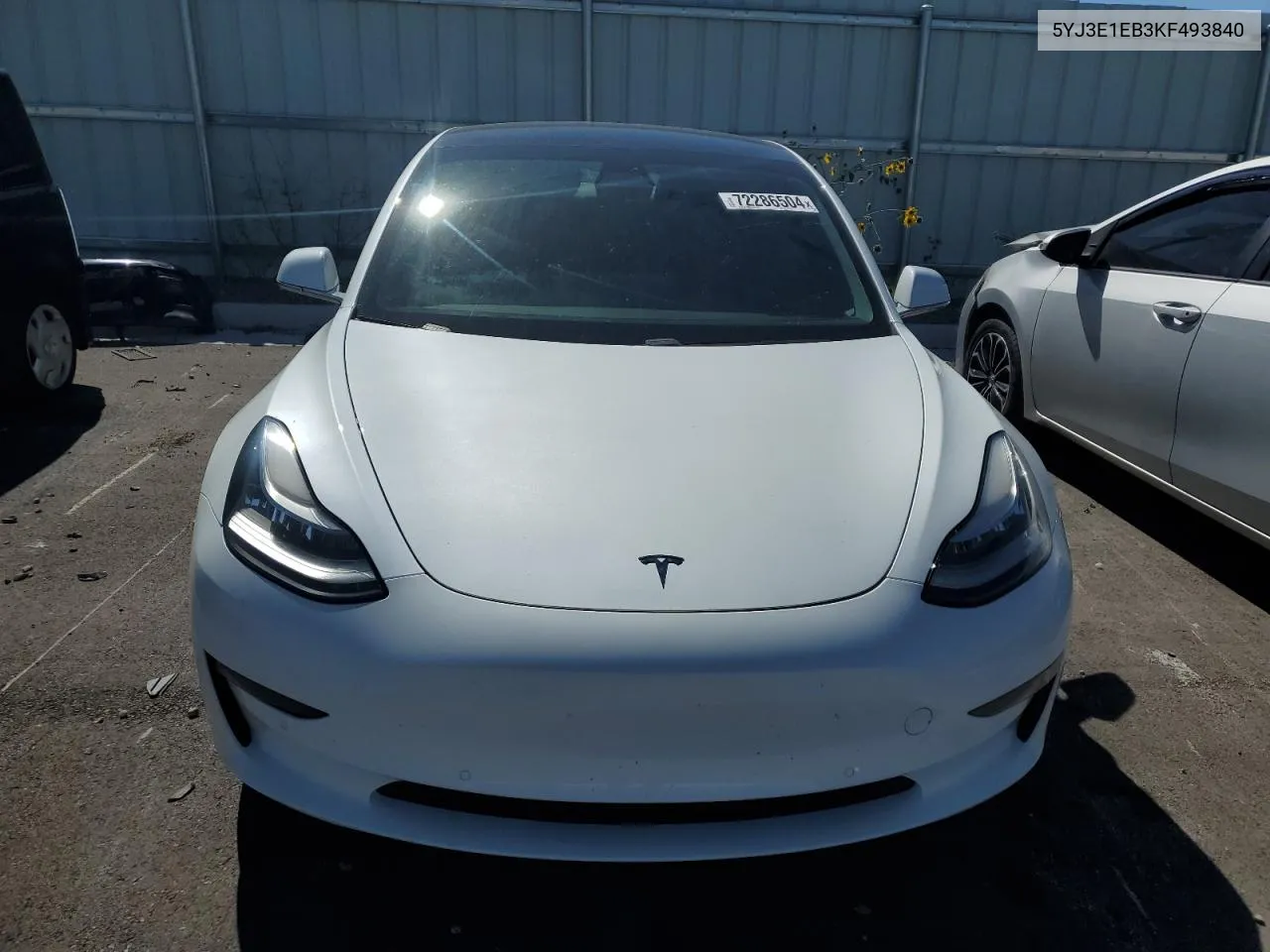 2019 Tesla Model 3 VIN: 5YJ3E1EB3KF493840 Lot: 72286504