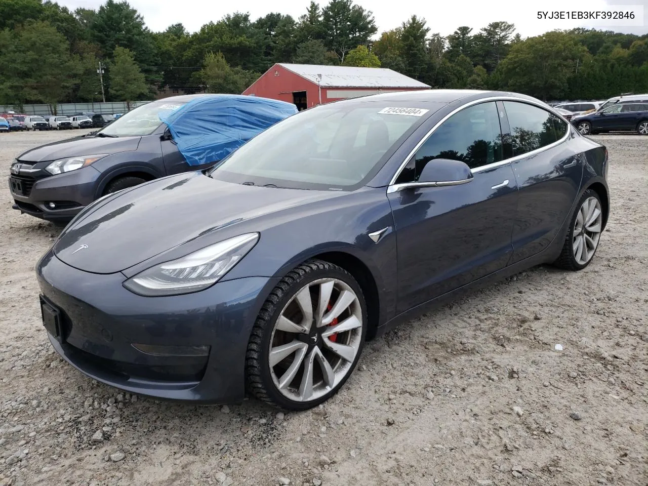 2019 Tesla Model 3 VIN: 5YJ3E1EB3KF392846 Lot: 72456404