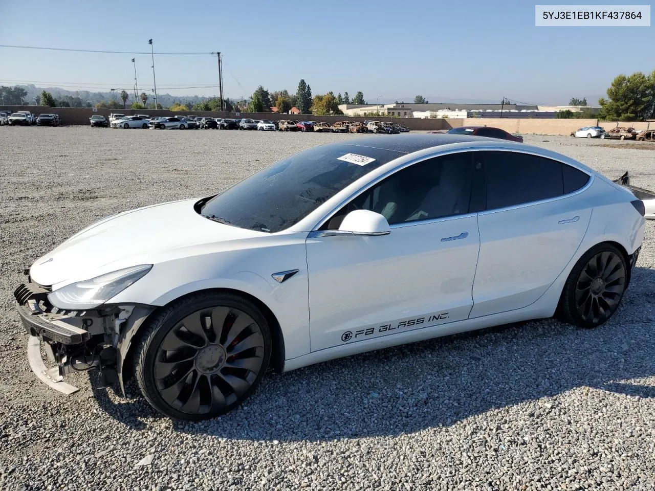 2019 Tesla Model 3 VIN: 5YJ3E1EB1KF437864 Lot: 72777254