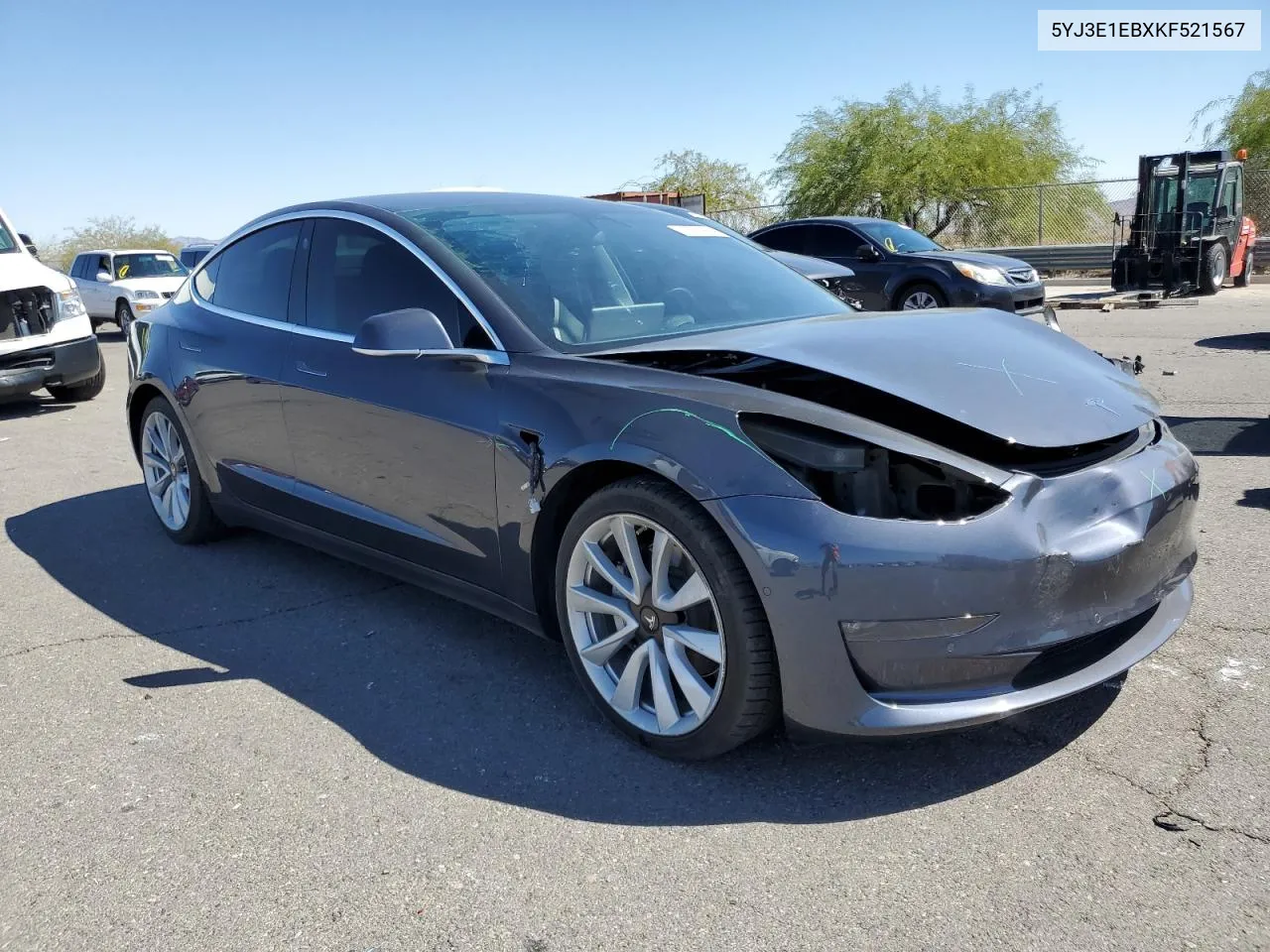 2019 Tesla Model 3 VIN: 5YJ3E1EBXKF521567 Lot: 72780884