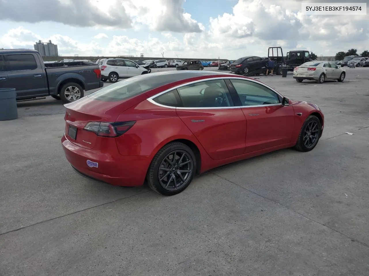 5YJ3E1EB3KF194574 2019 Tesla Model 3