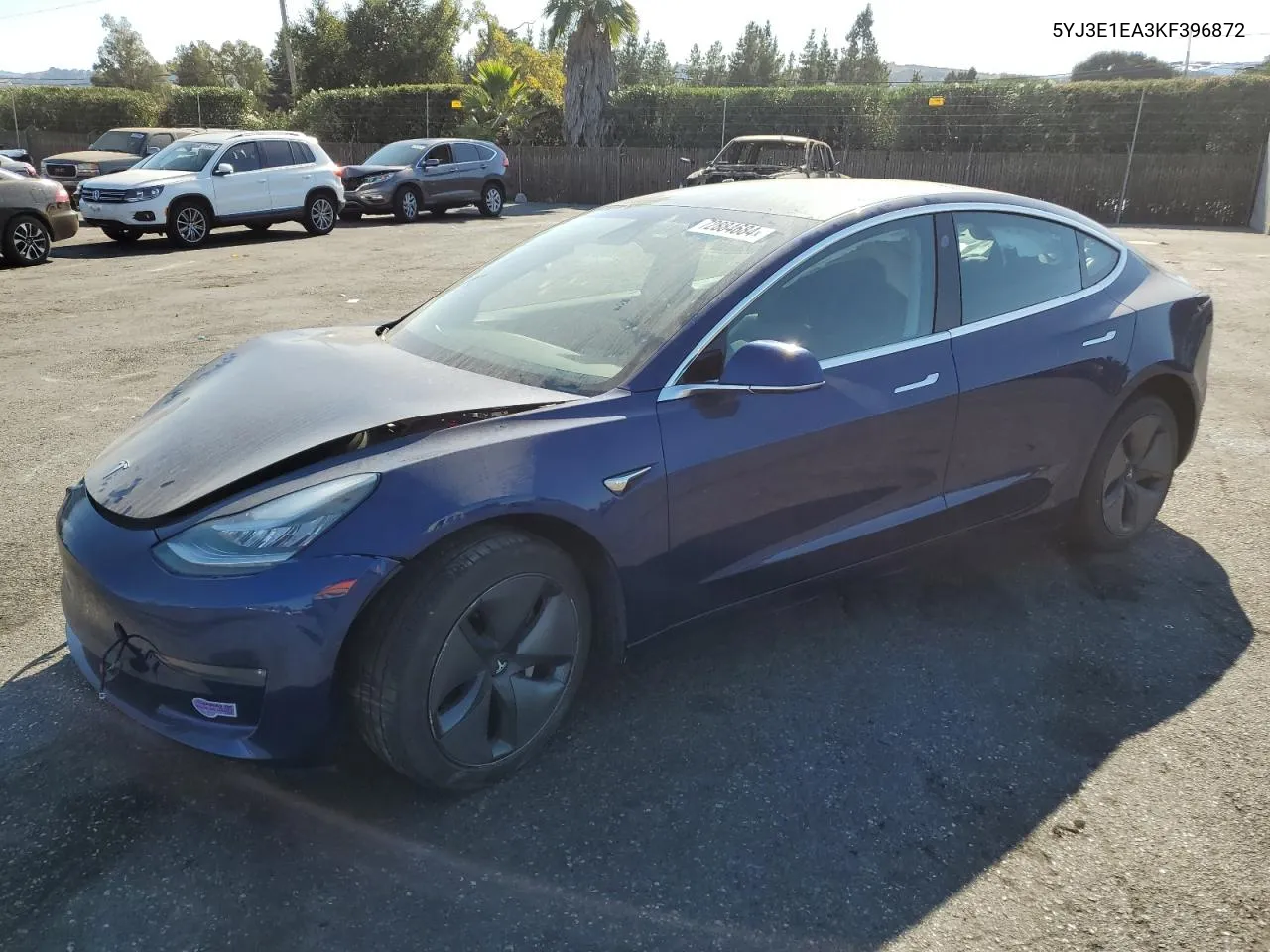 2019 Tesla Model 3 VIN: 5YJ3E1EA3KF396872 Lot: 72884684