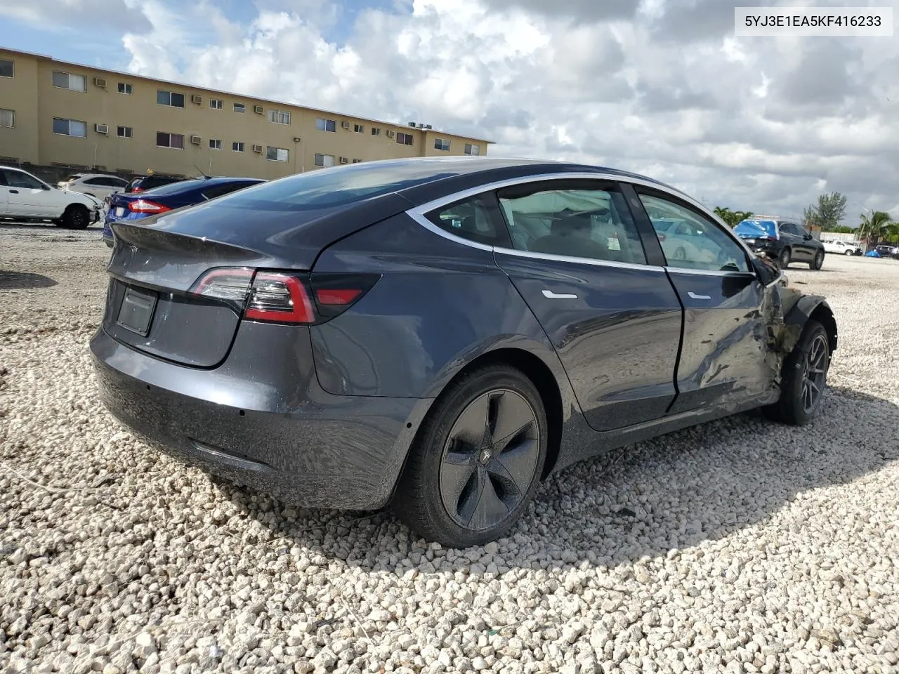 2019 Tesla Model 3 VIN: 5YJ3E1EA5KF416233 Lot: 72905064