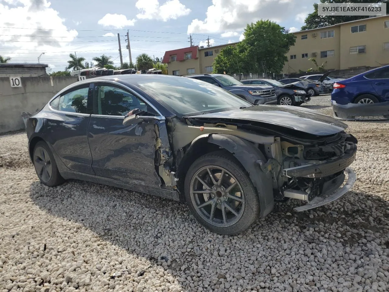 2019 Tesla Model 3 VIN: 5YJ3E1EA5KF416233 Lot: 72905064