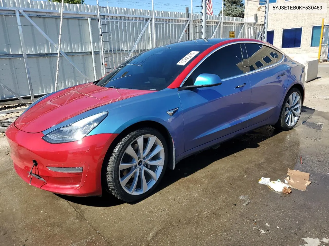 2019 Tesla Model 3 VIN: 5YJ3E1EB0KF530469 Lot: 72940894