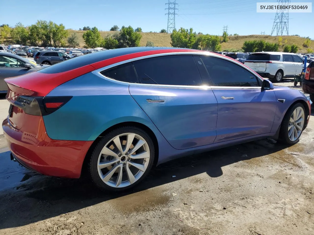 2019 Tesla Model 3 VIN: 5YJ3E1EB0KF530469 Lot: 72940894