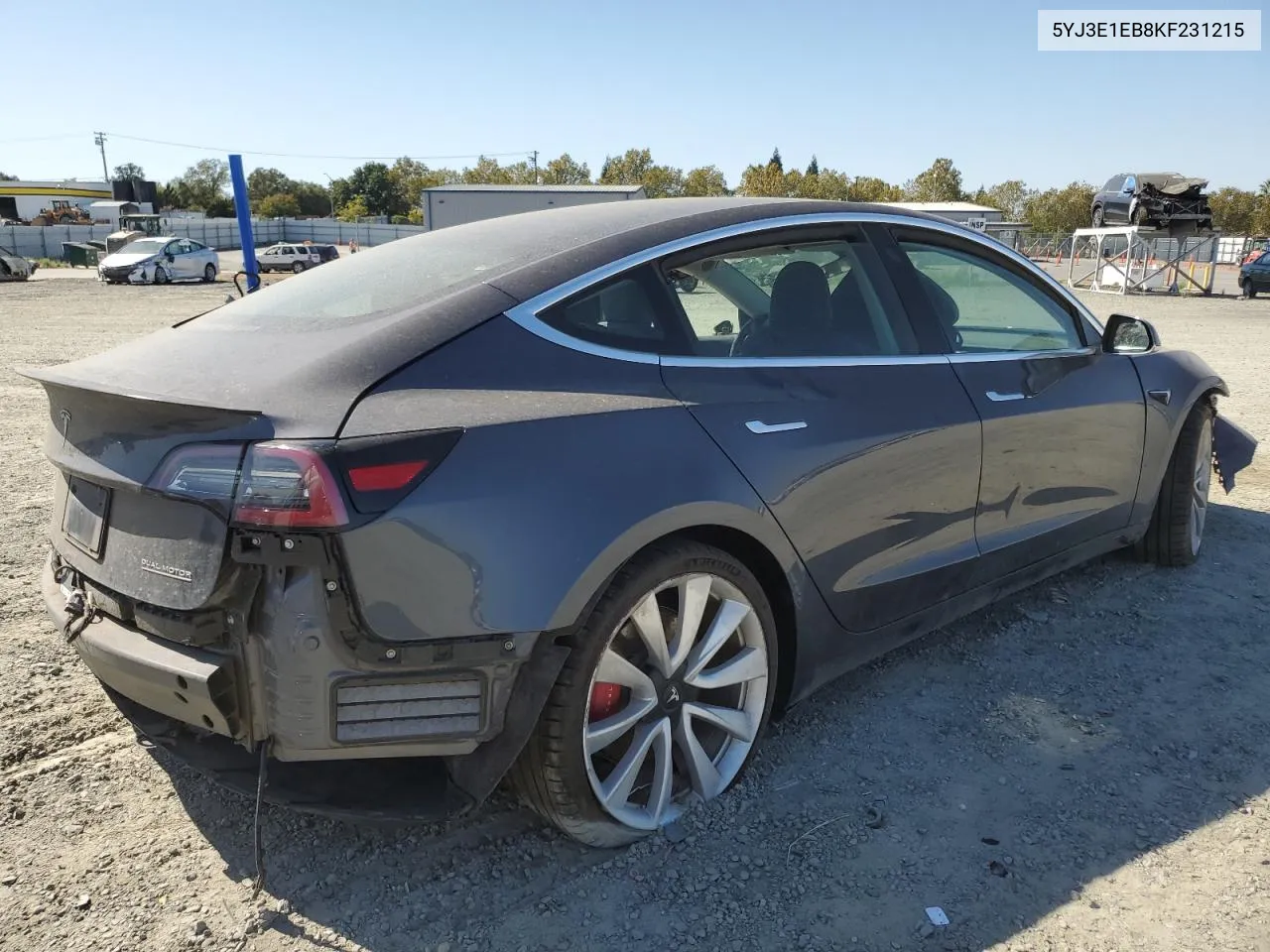 2019 Tesla Model 3 VIN: 5YJ3E1EB8KF231215 Lot: 72957604