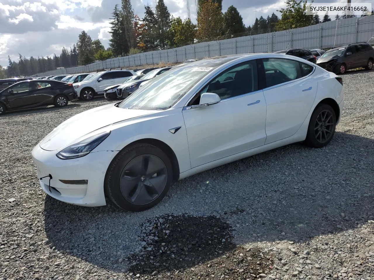 2019 Tesla Model 3 VIN: 5YJ3E1EA6KF416662 Lot: 73894704