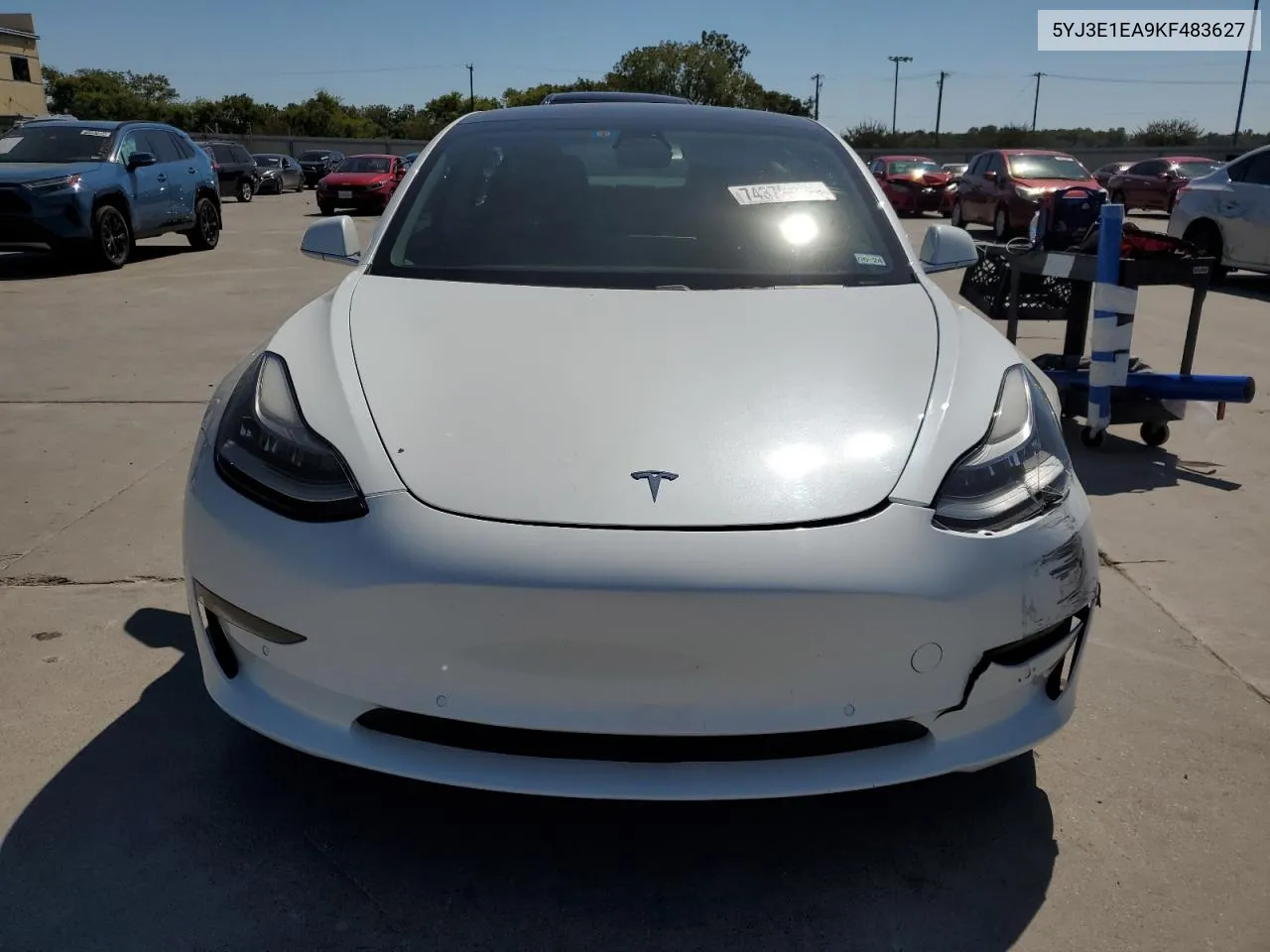 2019 Tesla Model 3 VIN: 5YJ3E1EA9KF483627 Lot: 74379444