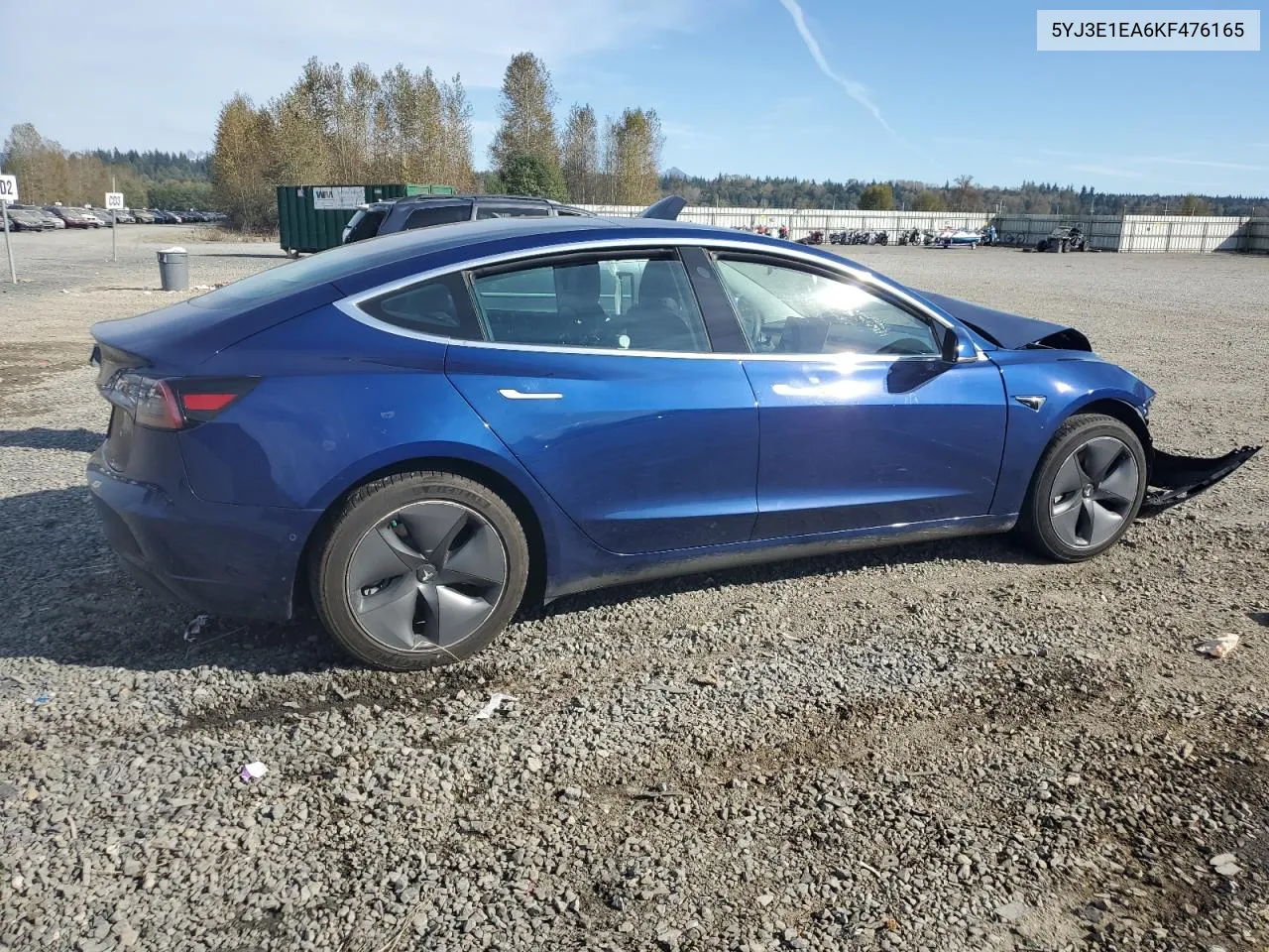 2019 Tesla Model 3 VIN: 5YJ3E1EA6KF476165 Lot: 74629624