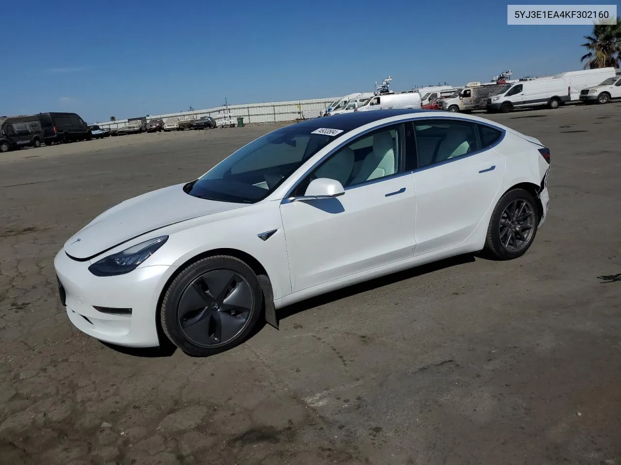 2019 Tesla Model 3 VIN: 5YJ3E1EA4KF302160 Lot: 74933584